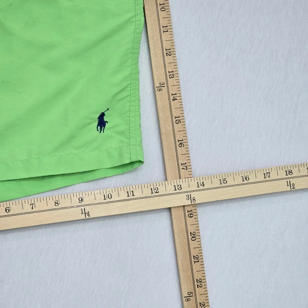 Polo Ralph Lauren Mens Swim Trunks XXL Lime Green Nylon Mesh Lined Pony Logo